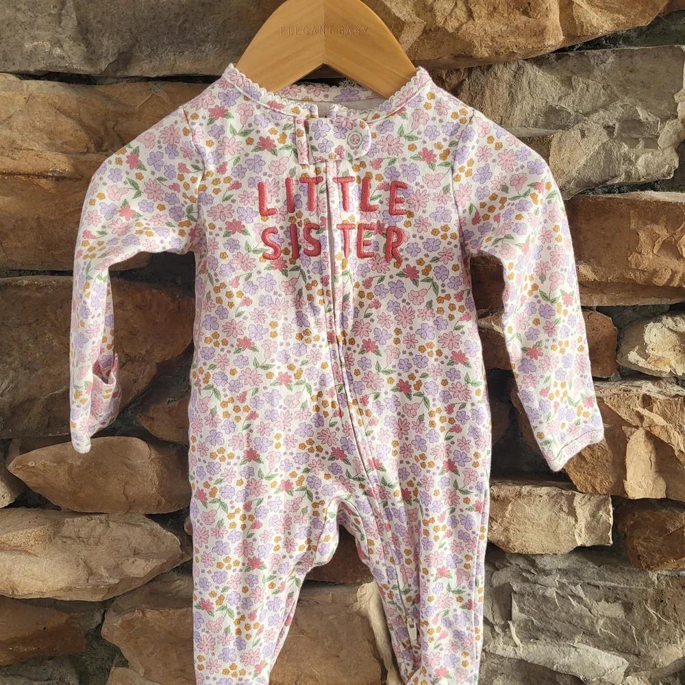 Carter's Pink Floral 'Little Sister' Footie